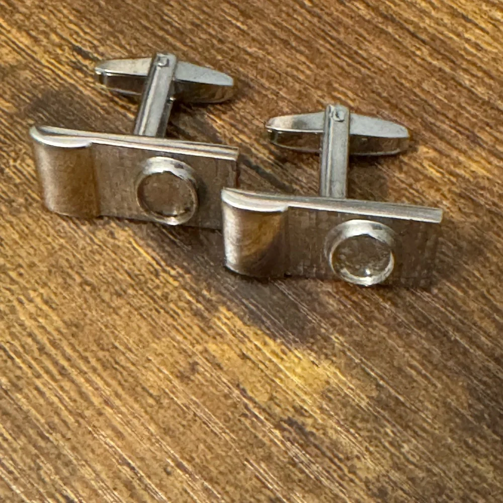 Sarah Coventry Vintage Silver Tone Rectangle Modernist‎ Mid Century Cufflinks